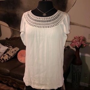Shabby chic crochet collar gauzy blouse